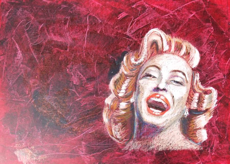 Marilyn Monroe in Ölpastell auf Acryl, 70x50cm, Buchbinderkarton