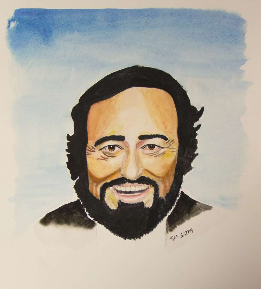 Aquarell Luciano Pavarotti 