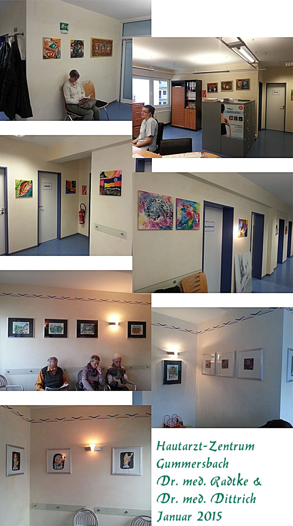 Ausstellung von 25 kleinformatigen Bildern in der Praxis Dr. Radtke, Dr. Dittrich im Januar 2015 