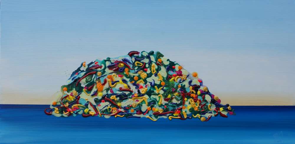 Acrylbild zur Müll-Problematik im Meer