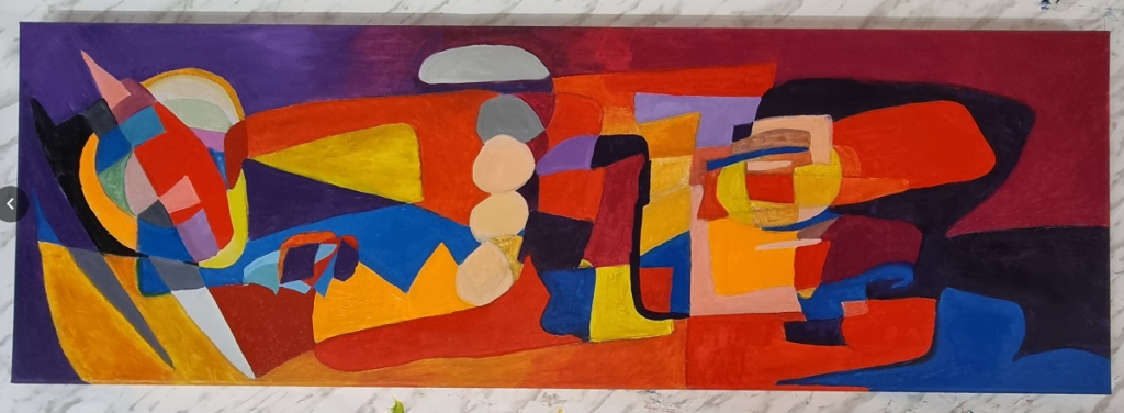 Abstraktes Ölbild von Peter Leins, welches während der Wartezeiten zum Offenen Atelier Oberberg entstanden ist.